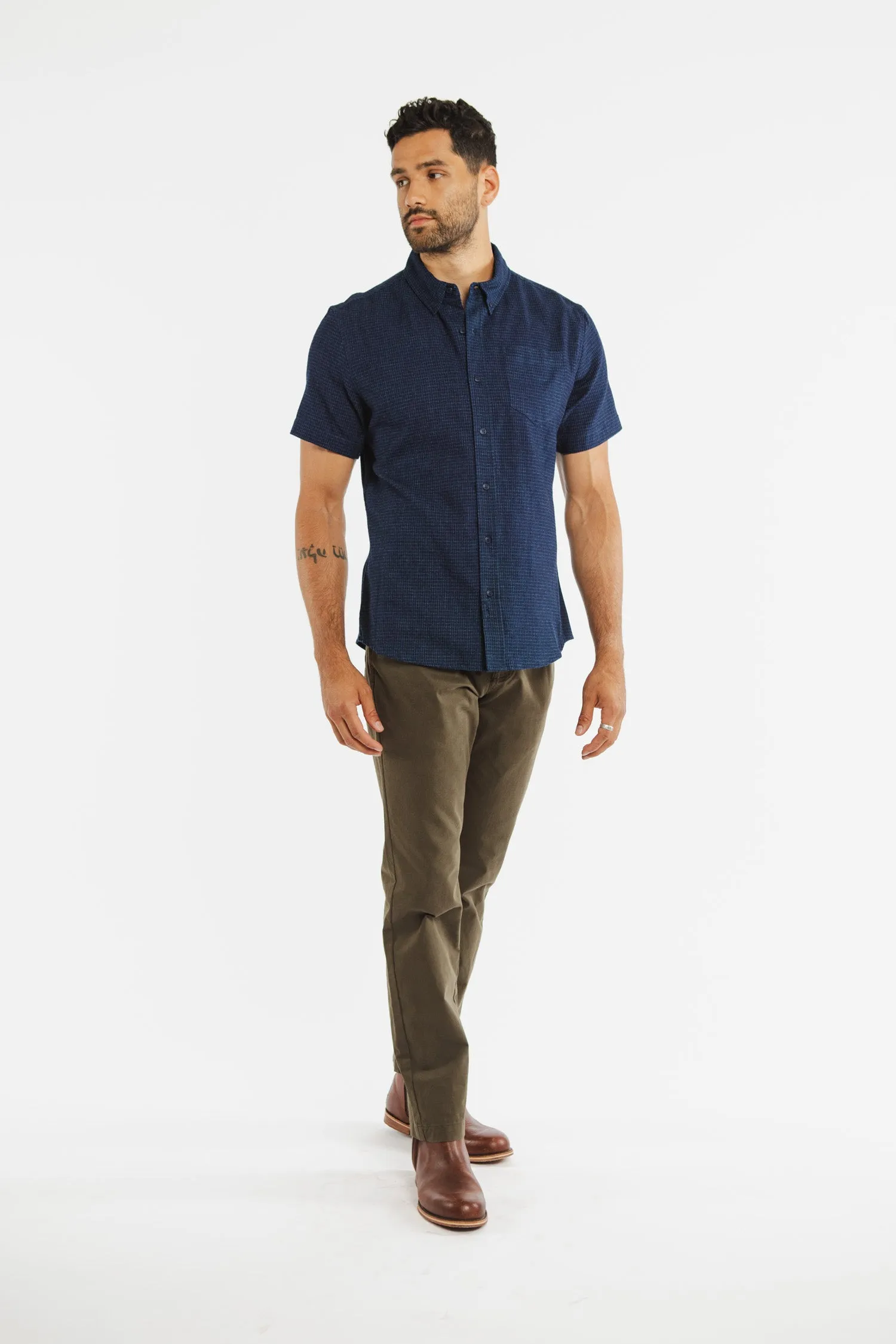 Jordan Slim Shirt / Indigo Grid