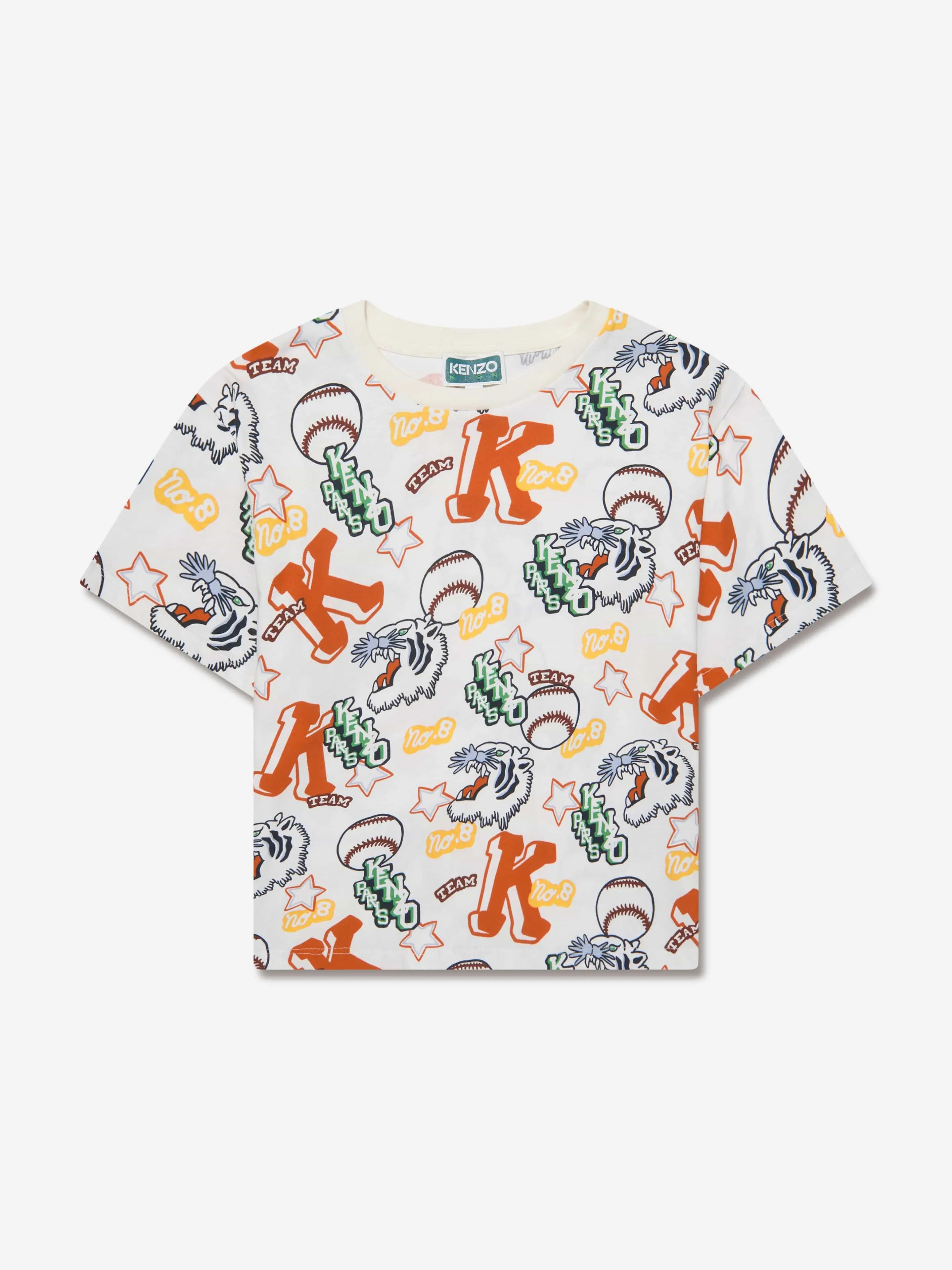 KENZO Boys Logo Print T-Shirt in Ivory