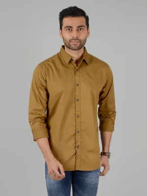 Khaki Solid Slim Fit Casual Shirt | JadeBlue