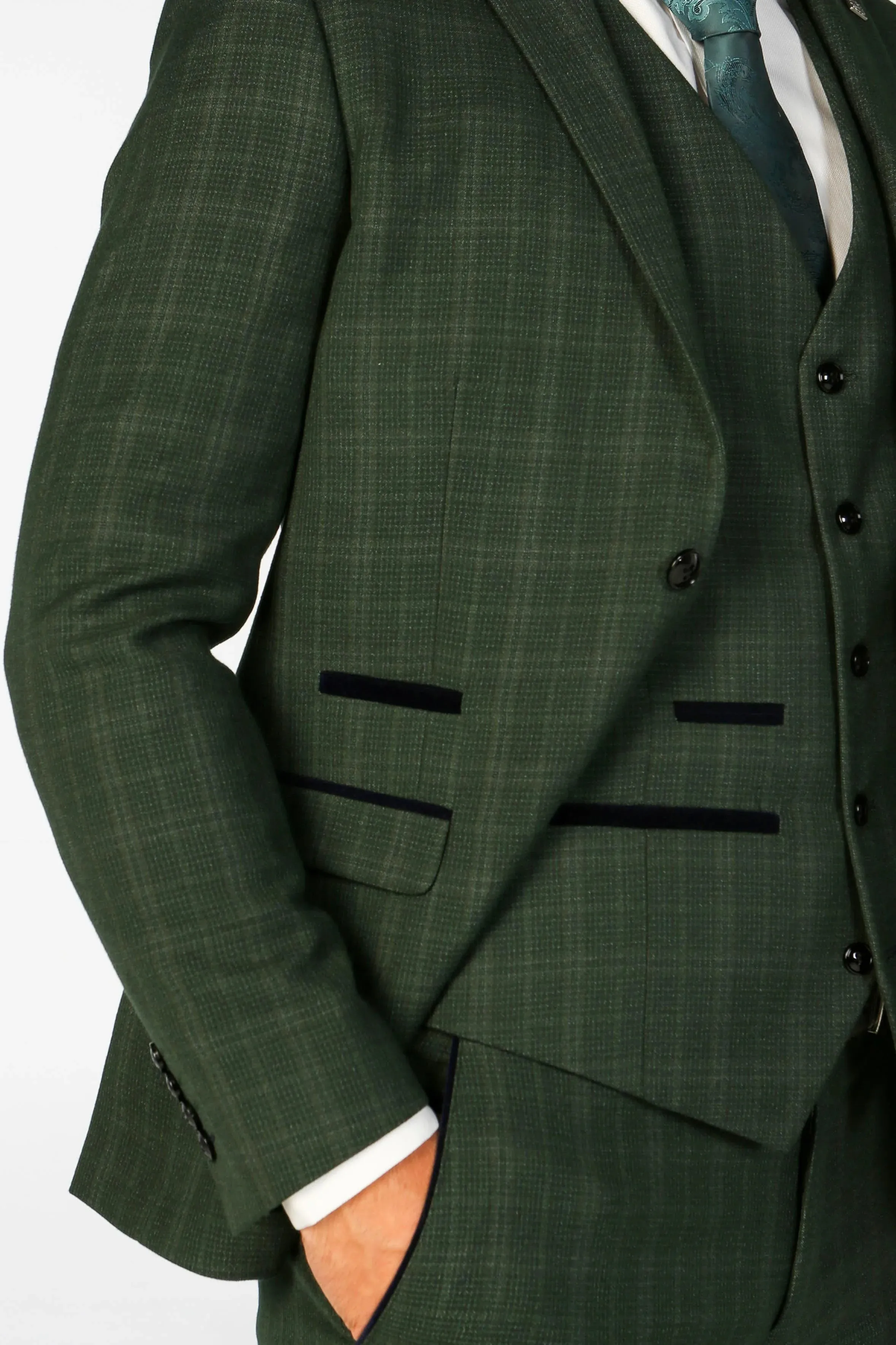 Leo - Men's Green Checked Tailored Fit Blazer