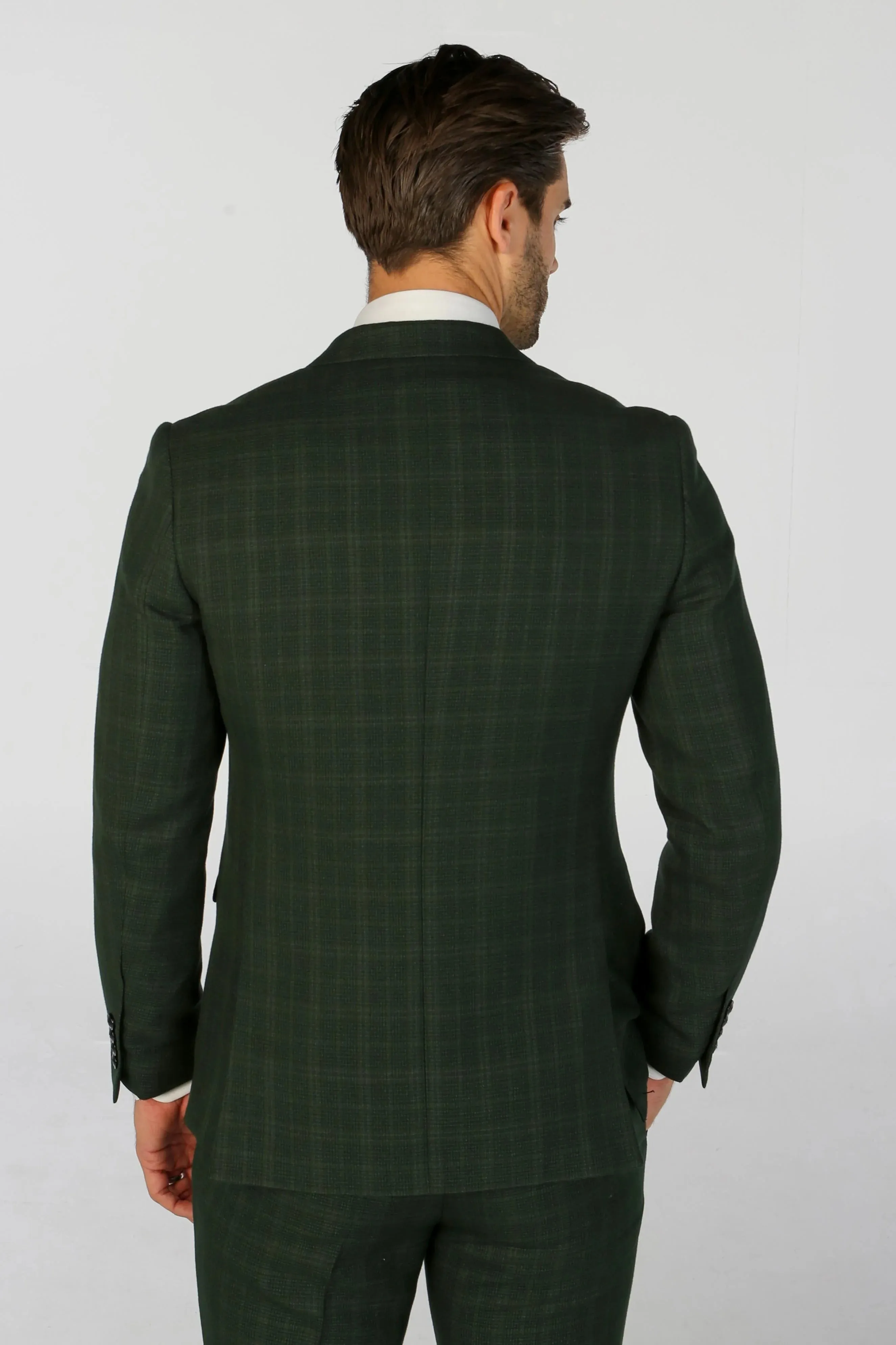 Leo - Men's Green Checked Tailored Fit Blazer