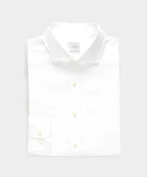 Linen Spread Collar Dress Shirt in White