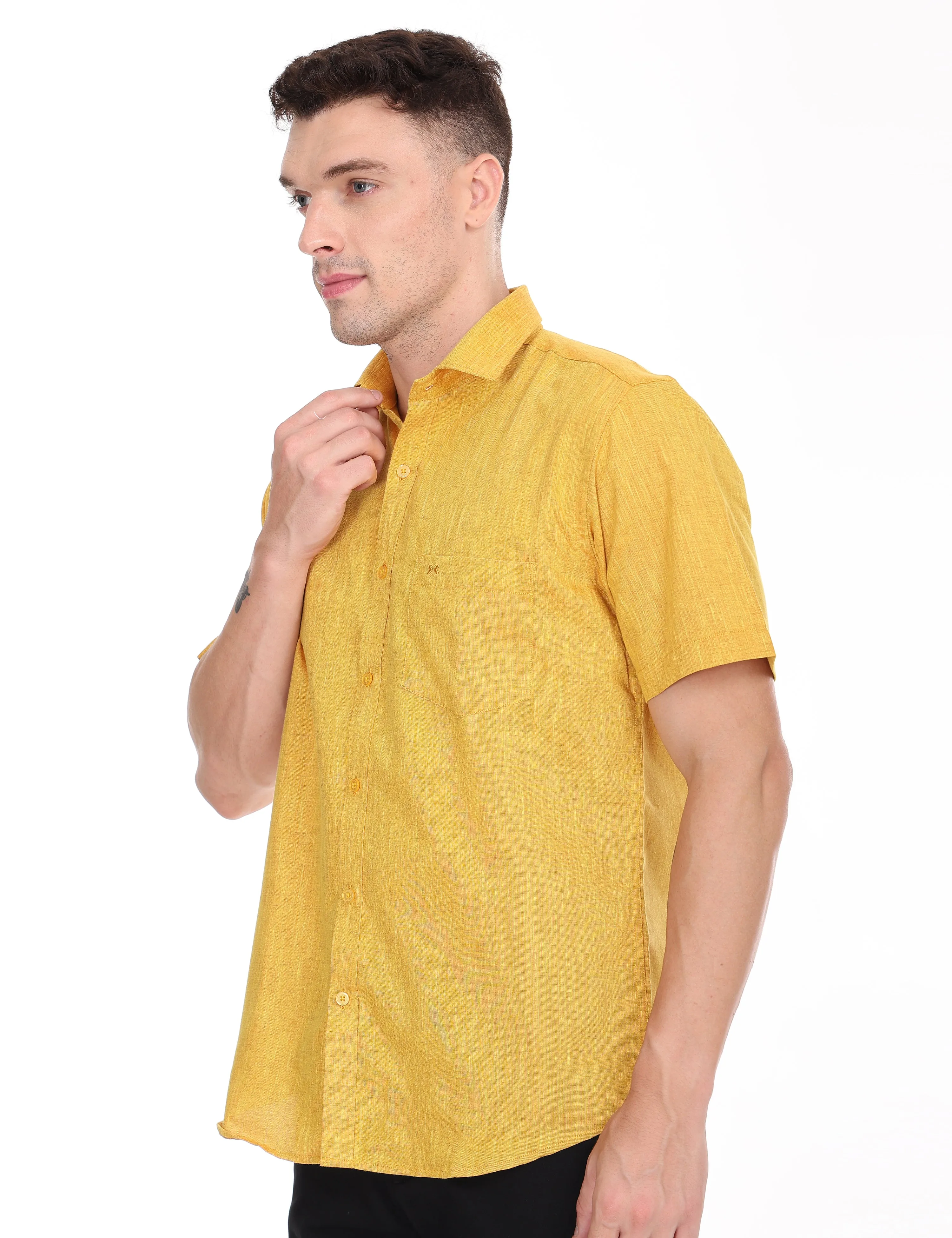 Linseed Cotton Colour Shirt Half Sleeve - 17004