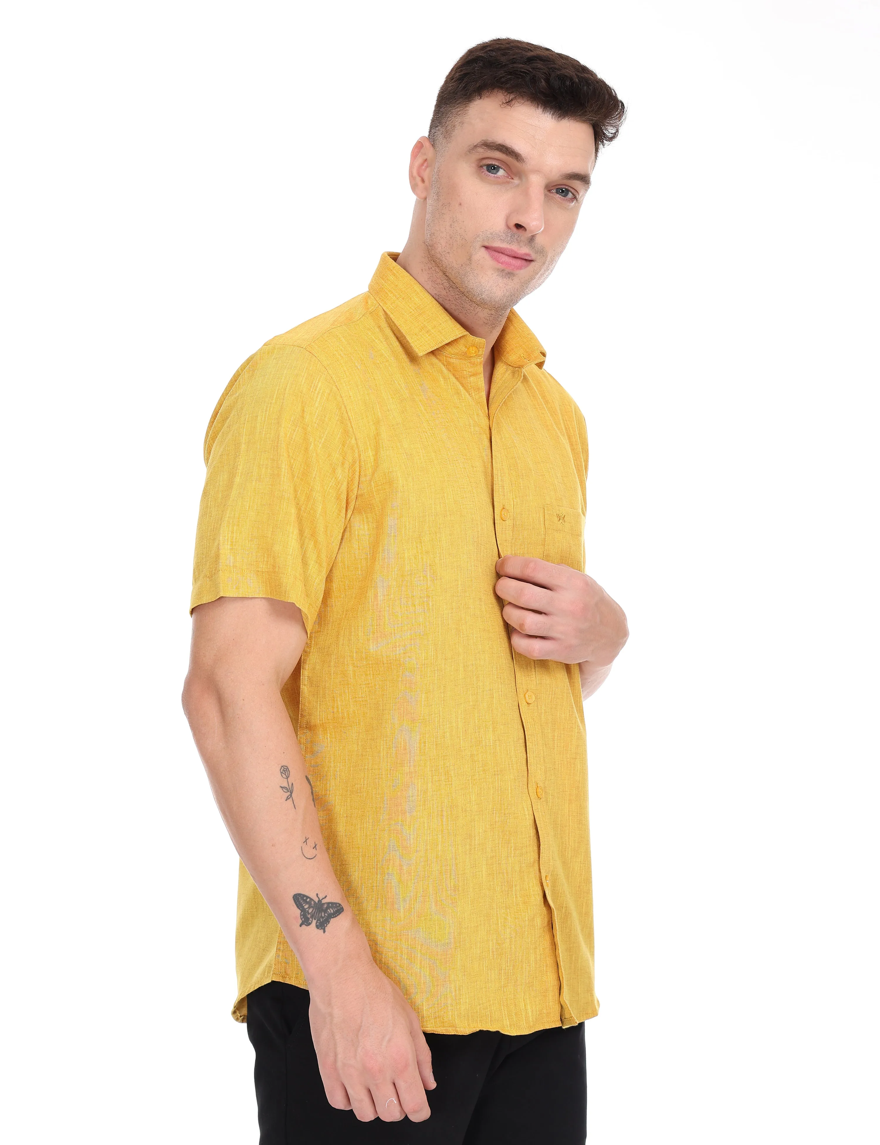 Linseed Cotton Colour Shirt Half Sleeve - 17004