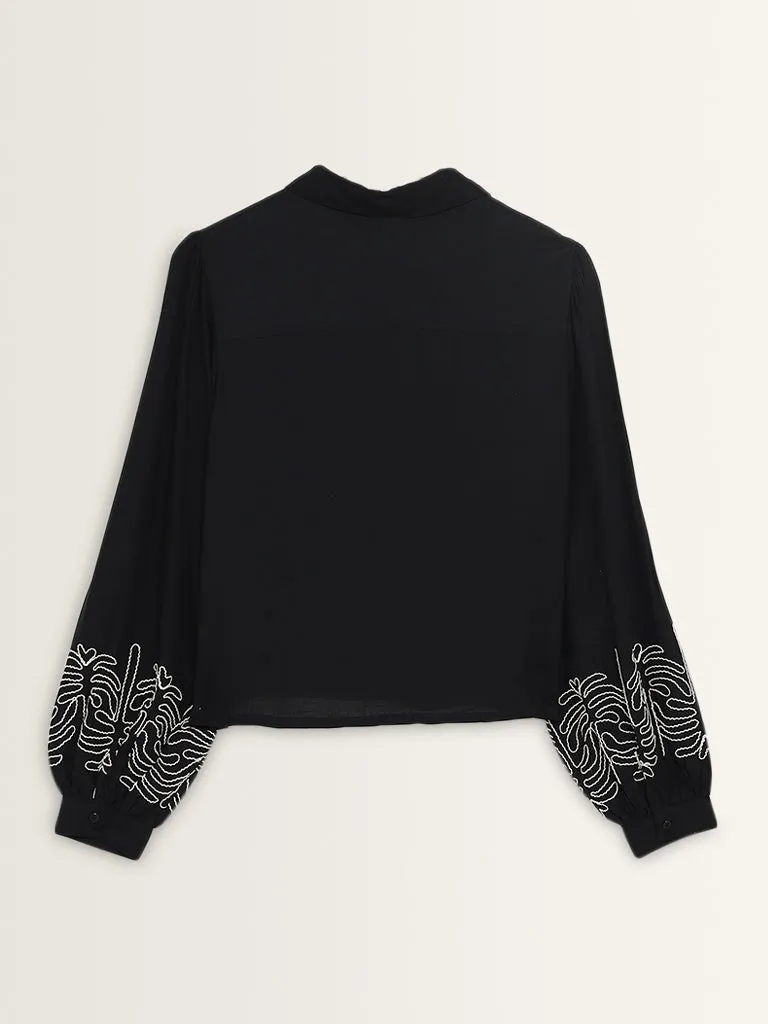 LOV Black Embroidered Shirt