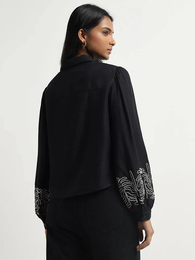 LOV Black Embroidered Shirt