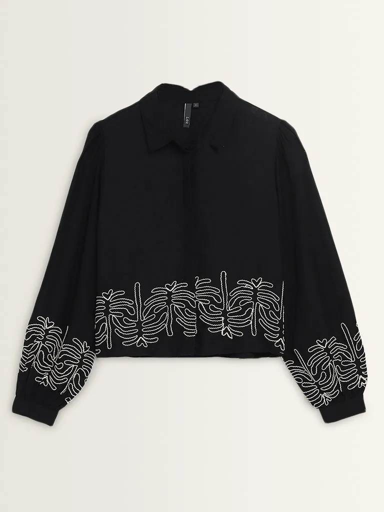 LOV Black Embroidered Shirt