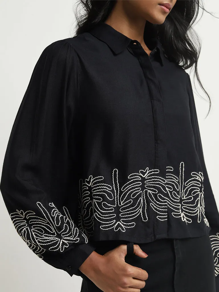 LOV Black Embroidered Shirt