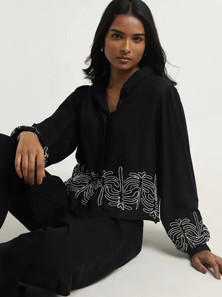 LOV Black Embroidered Shirt