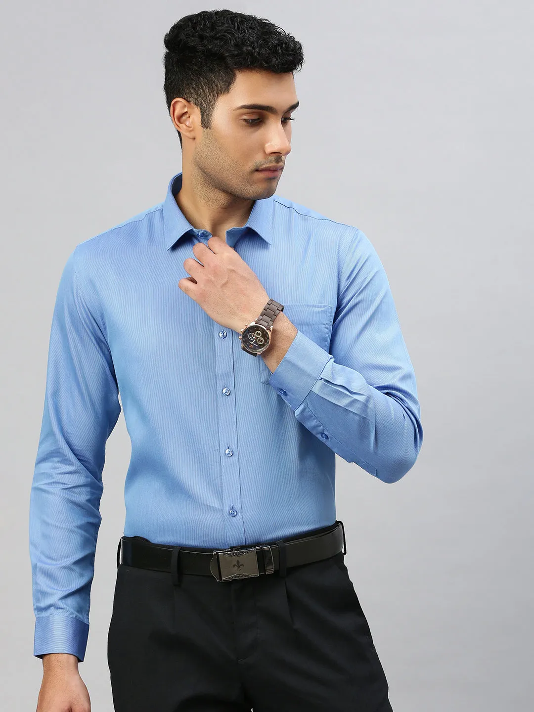 Men Cotton Rich Shirt Blue TZ4