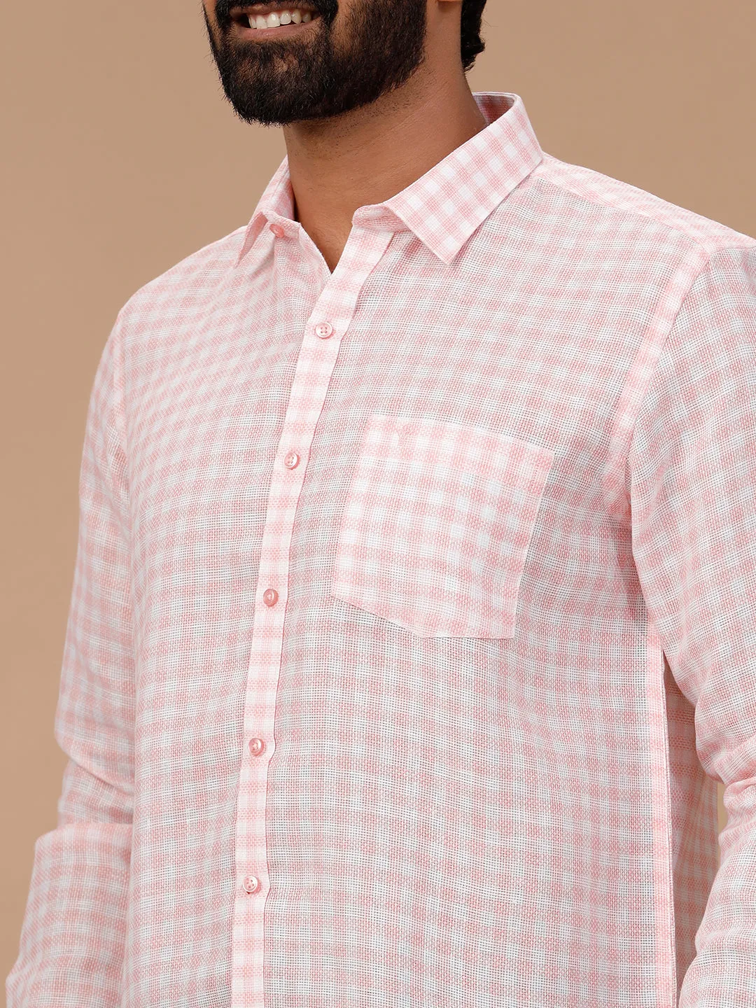 Men Cotton Rich Shirt Pink T51 AAT4