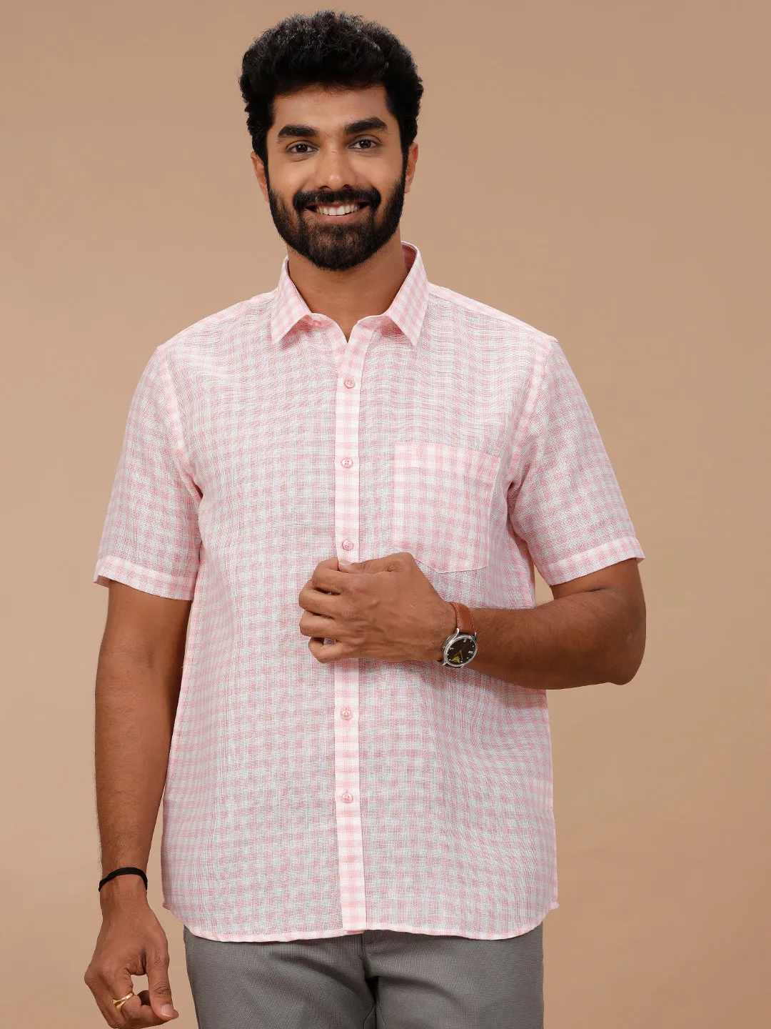 Men Cotton Rich Shirt Pink T51 AAT4