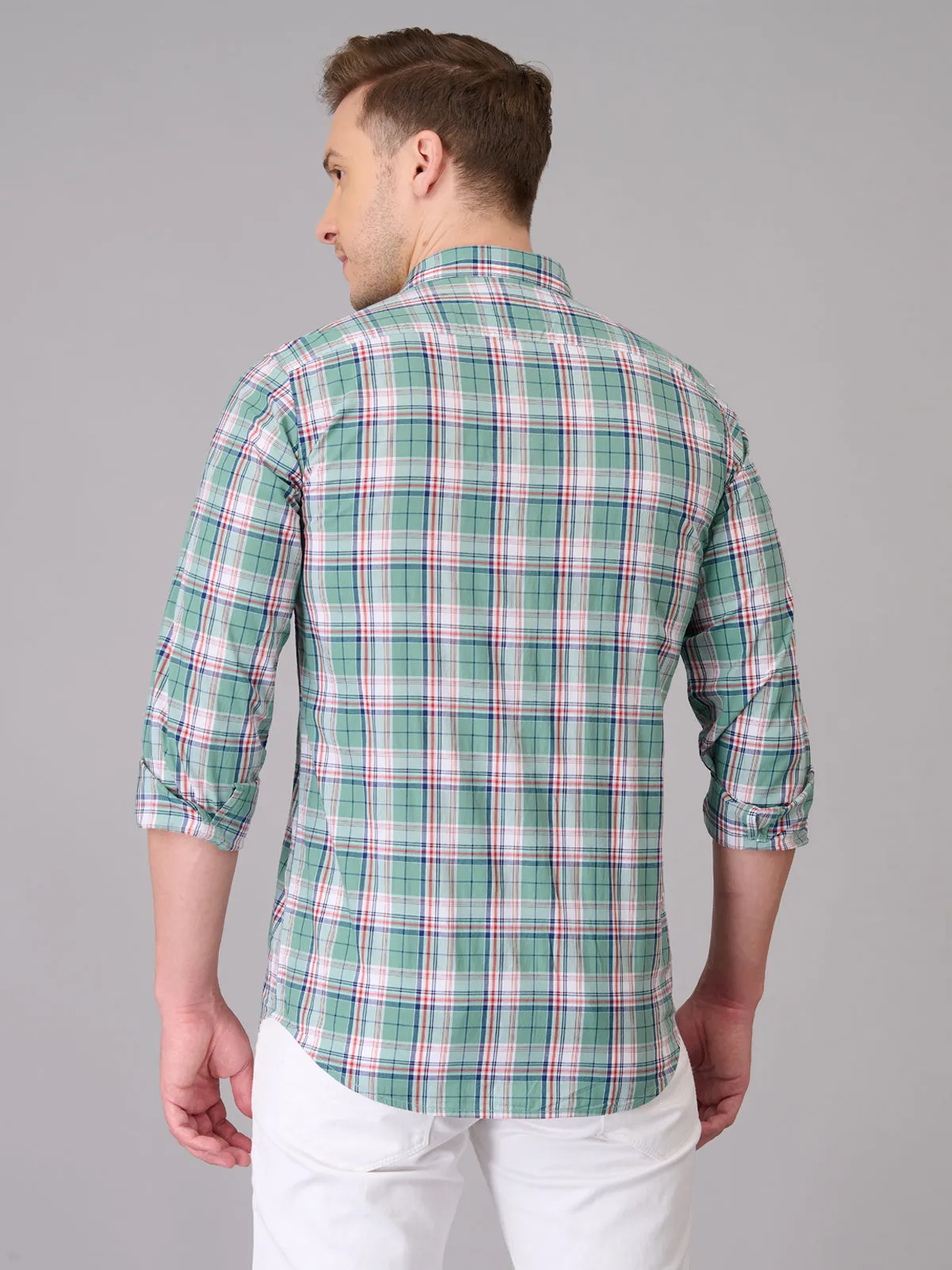 Men Pista Green Quad Checks Cotton Shirt (GBHM23ED1)