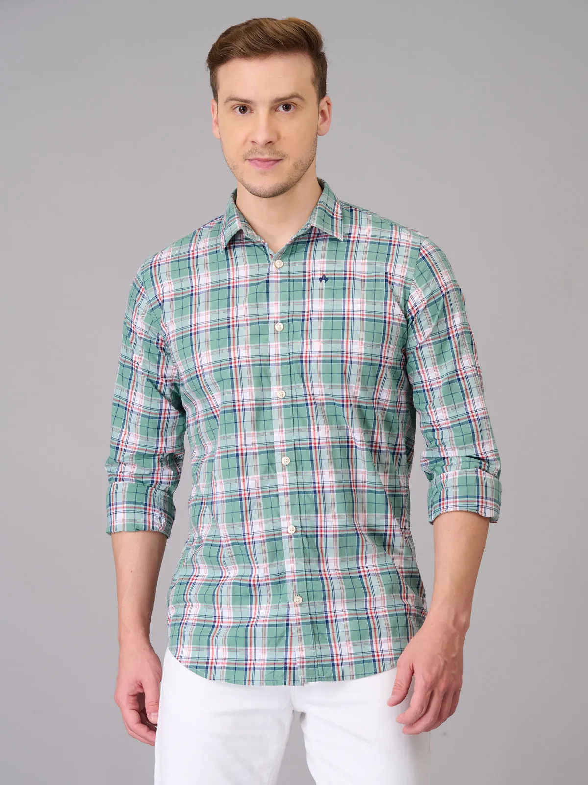 Men Pista Green Quad Checks Cotton Shirt (GBHM23ED1)