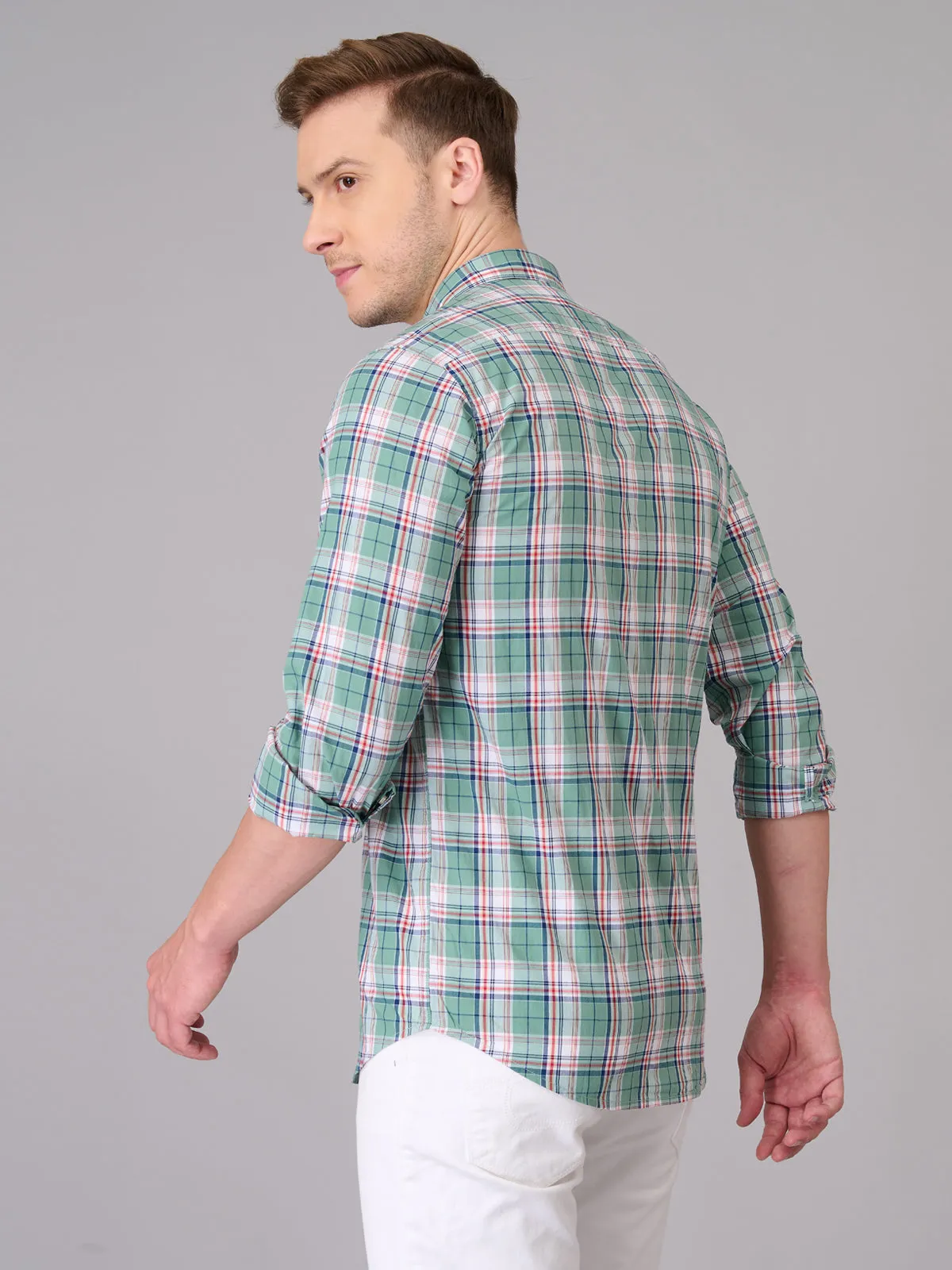 Men Pista Green Quad Checks Cotton Shirt (GBHM23ED1)