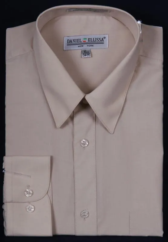 Men's Beige Long Sleeve Dress Shirt