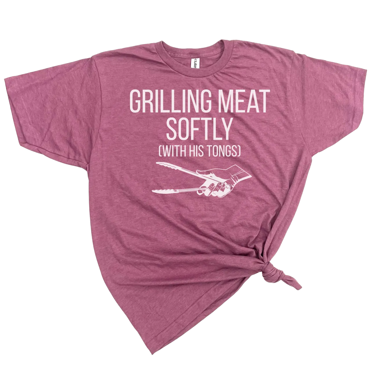 Men's GRILLING MEAT SOFTLY WITH HIS TONGS T-SHIRT