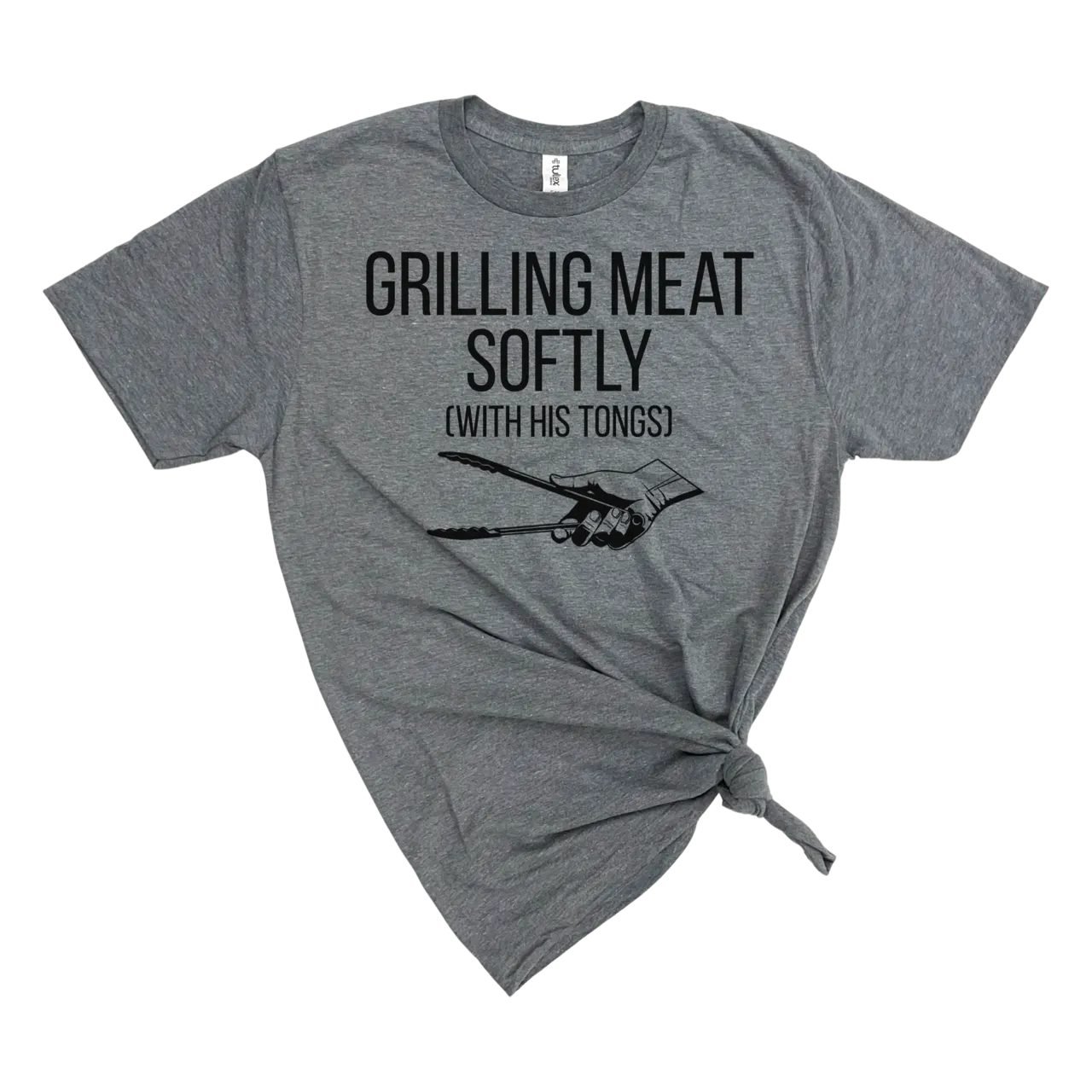 Men's GRILLING MEAT SOFTLY WITH HIS TONGS T-SHIRT