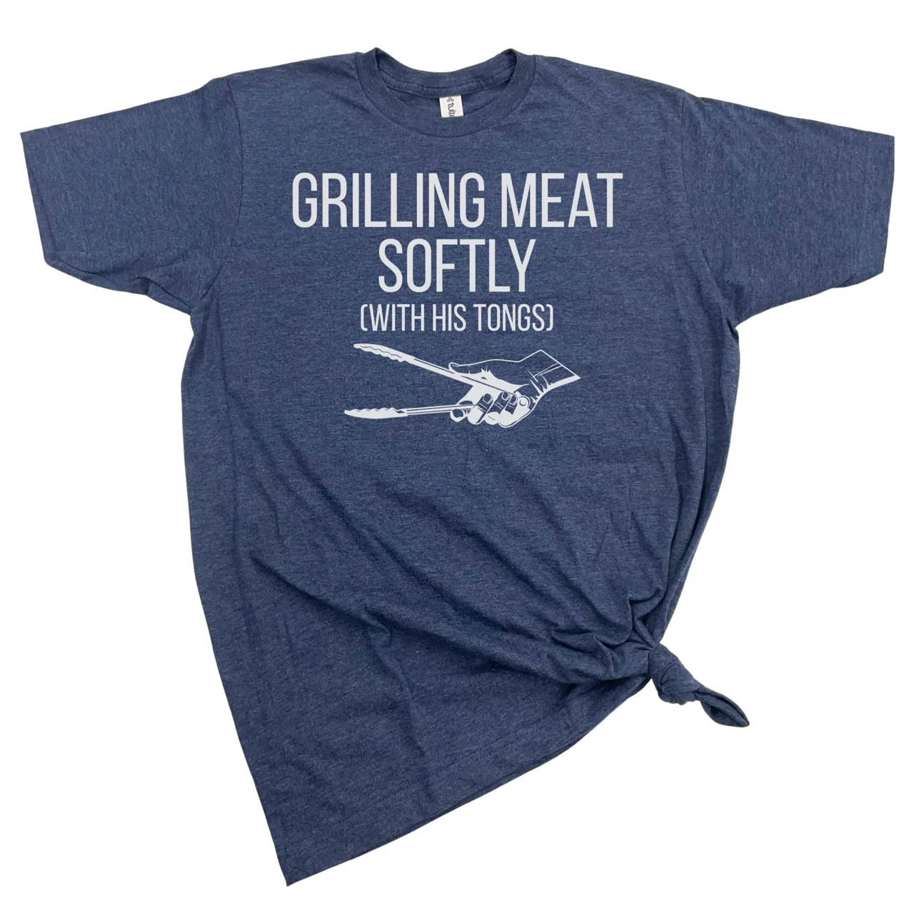 Men's GRILLING MEAT SOFTLY WITH HIS TONGS T-SHIRT