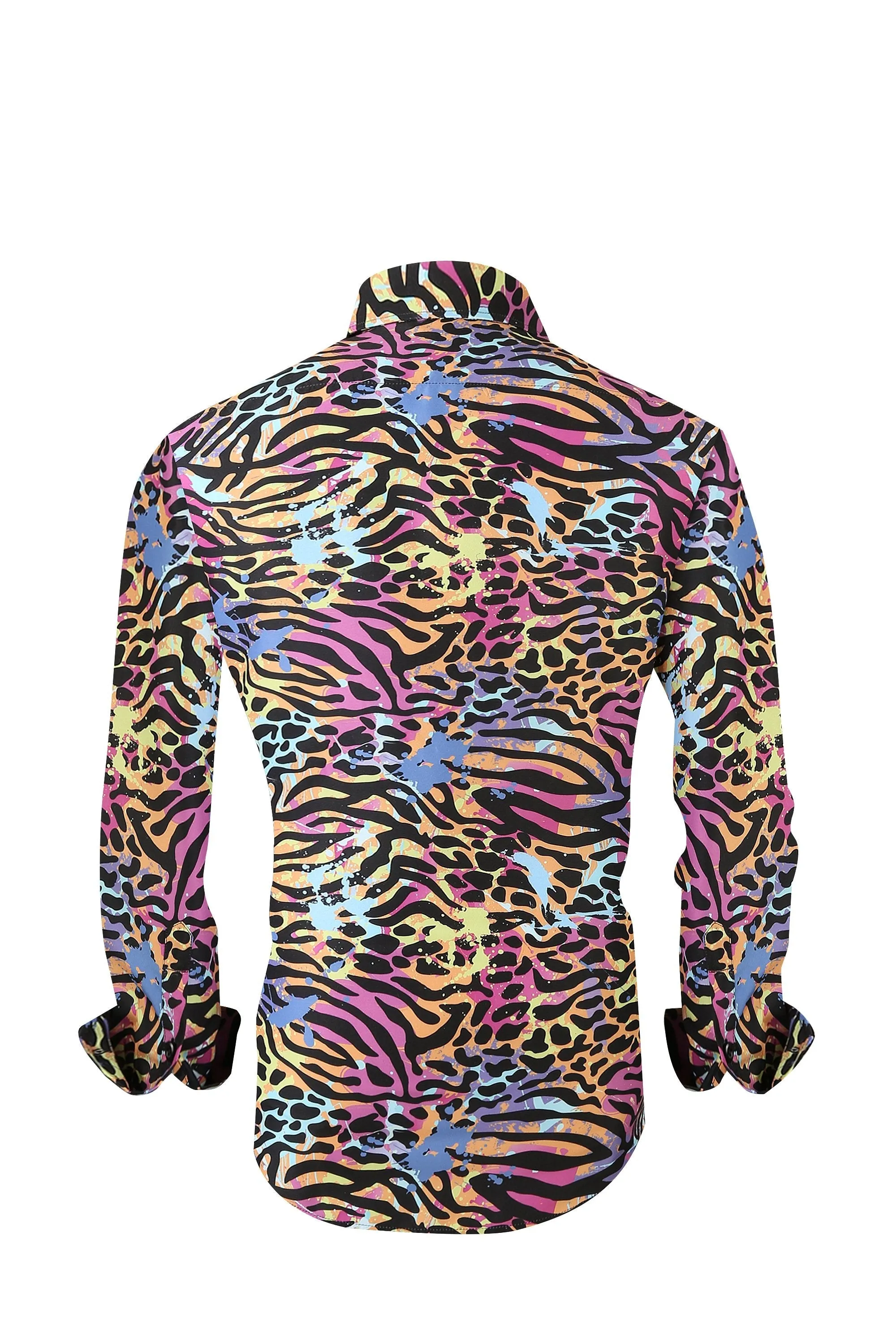 Mens PREMIERE Long Sleeve Button Down Dress Shirt COLORFUL ANIMAL ZEBRA PRINT