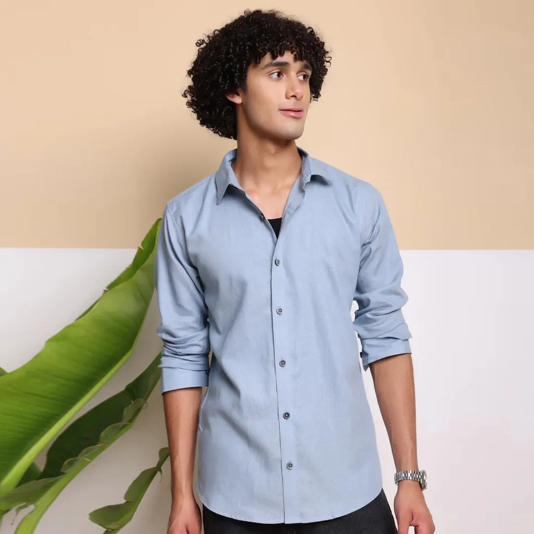 Men's Pure Linen Casual Shirt - Dark Sky