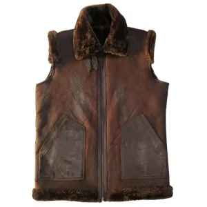 Men's Shearling Leather Bomber Vest