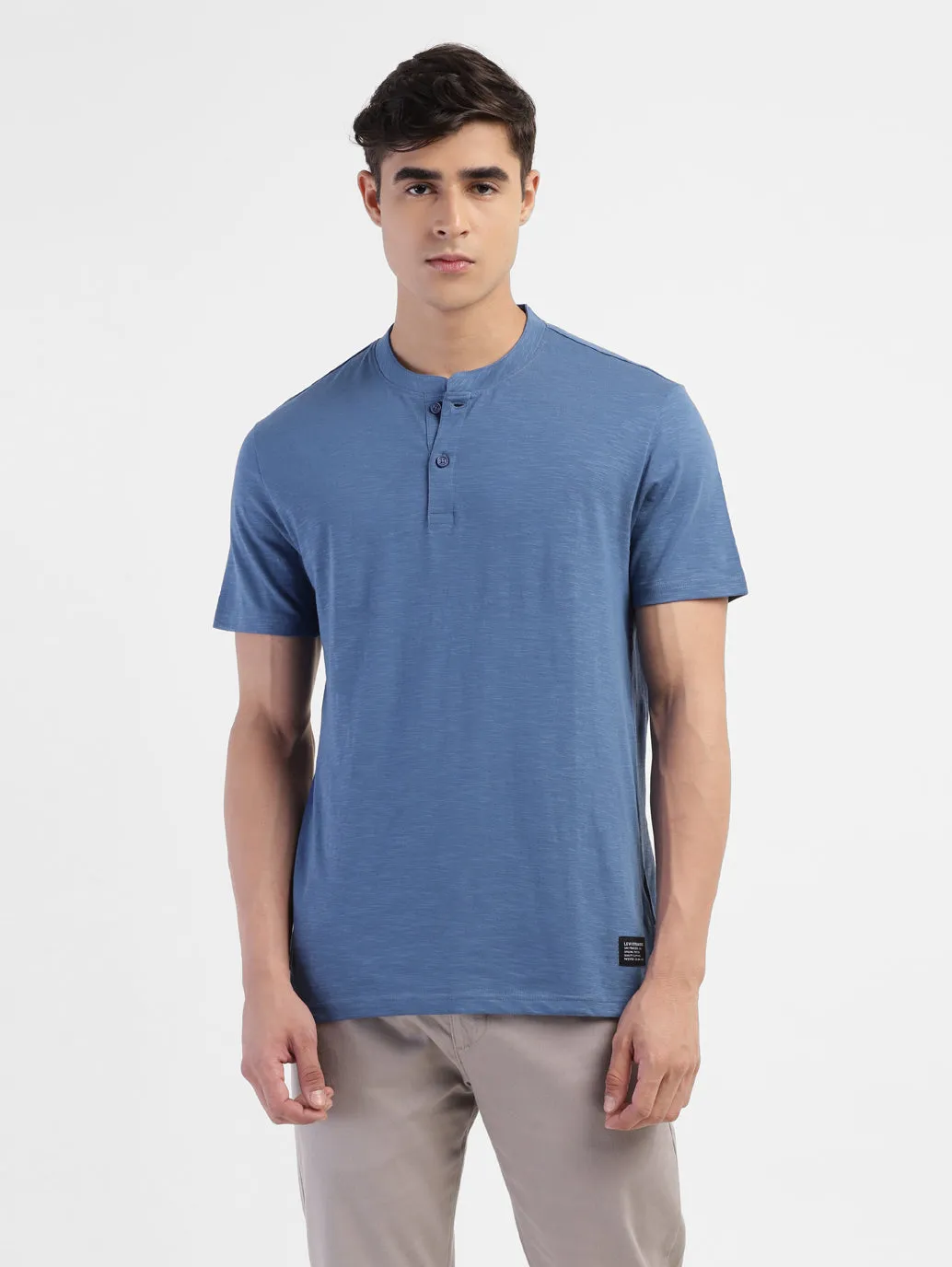 Men's Solid Henley Neck T-shirt