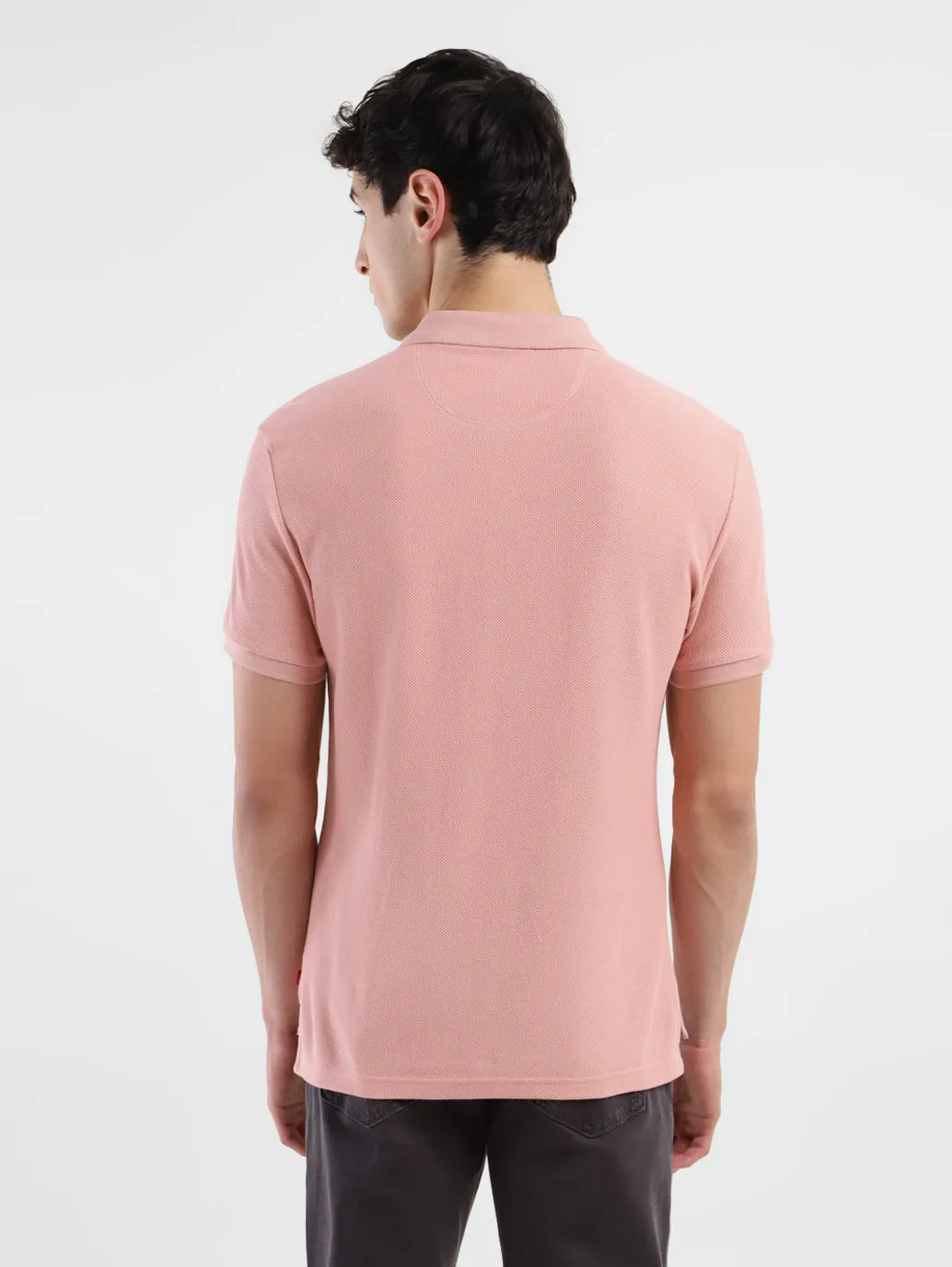 Men's Textured Slim Fit Polo T-Shirt