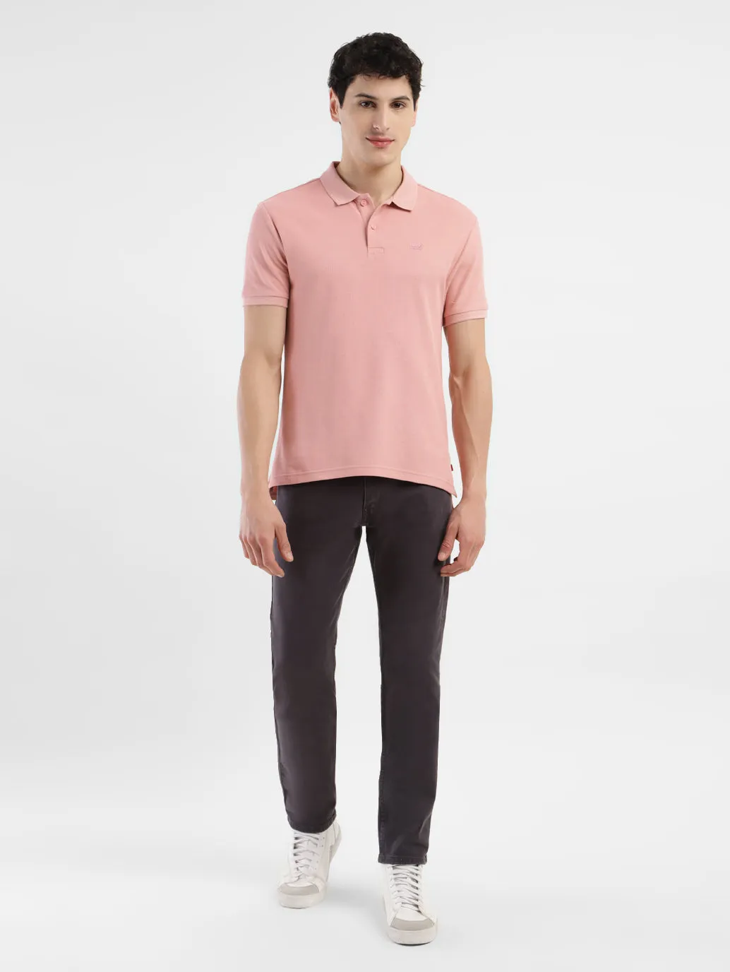 Men's Textured Slim Fit Polo T-Shirt