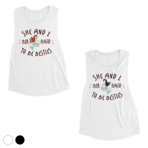 Mermaid To Be Besties Cute BFF Matching Muscle Tank Tops For Womens