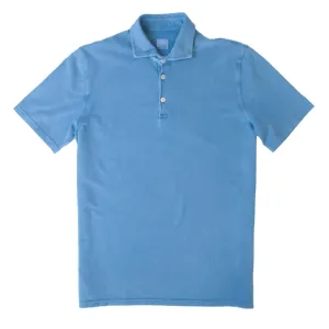 Mid Blue 100% Cotton Pique Polo Shirt