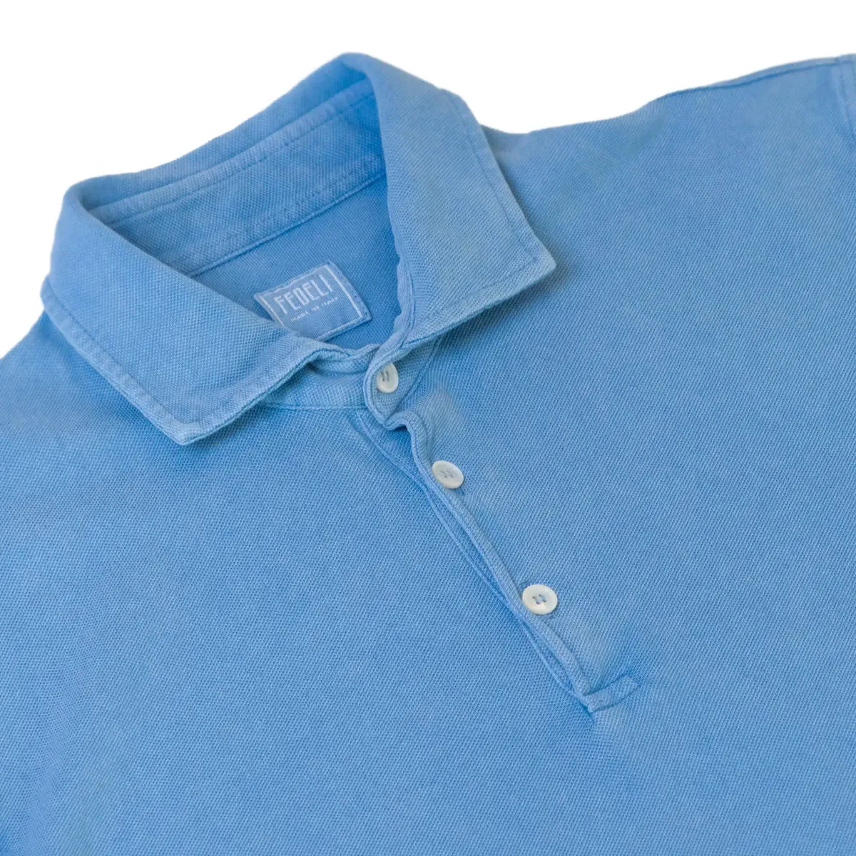 Mid Blue 100% Cotton Pique Polo Shirt