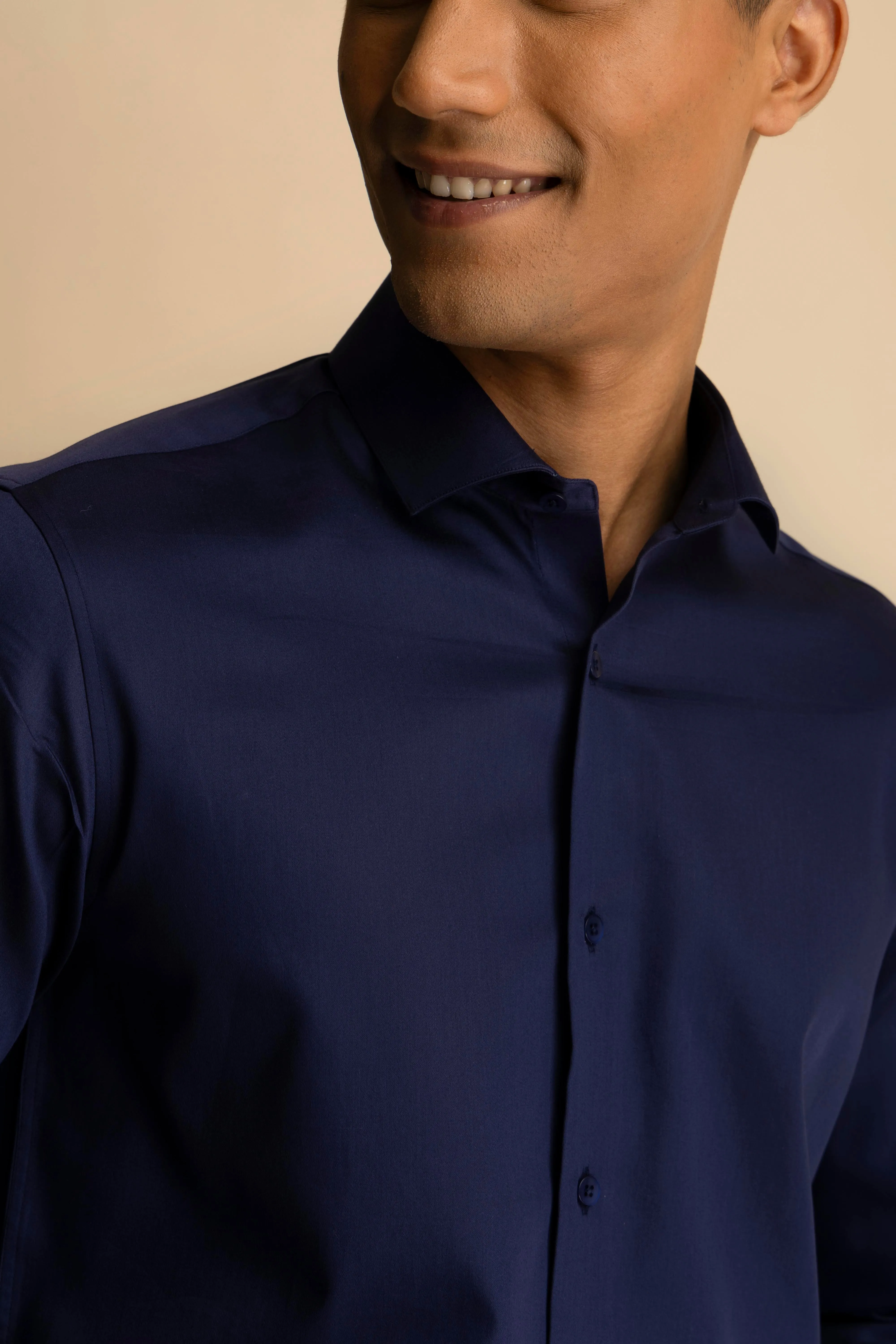 Midnight Blue Sateen Shirt