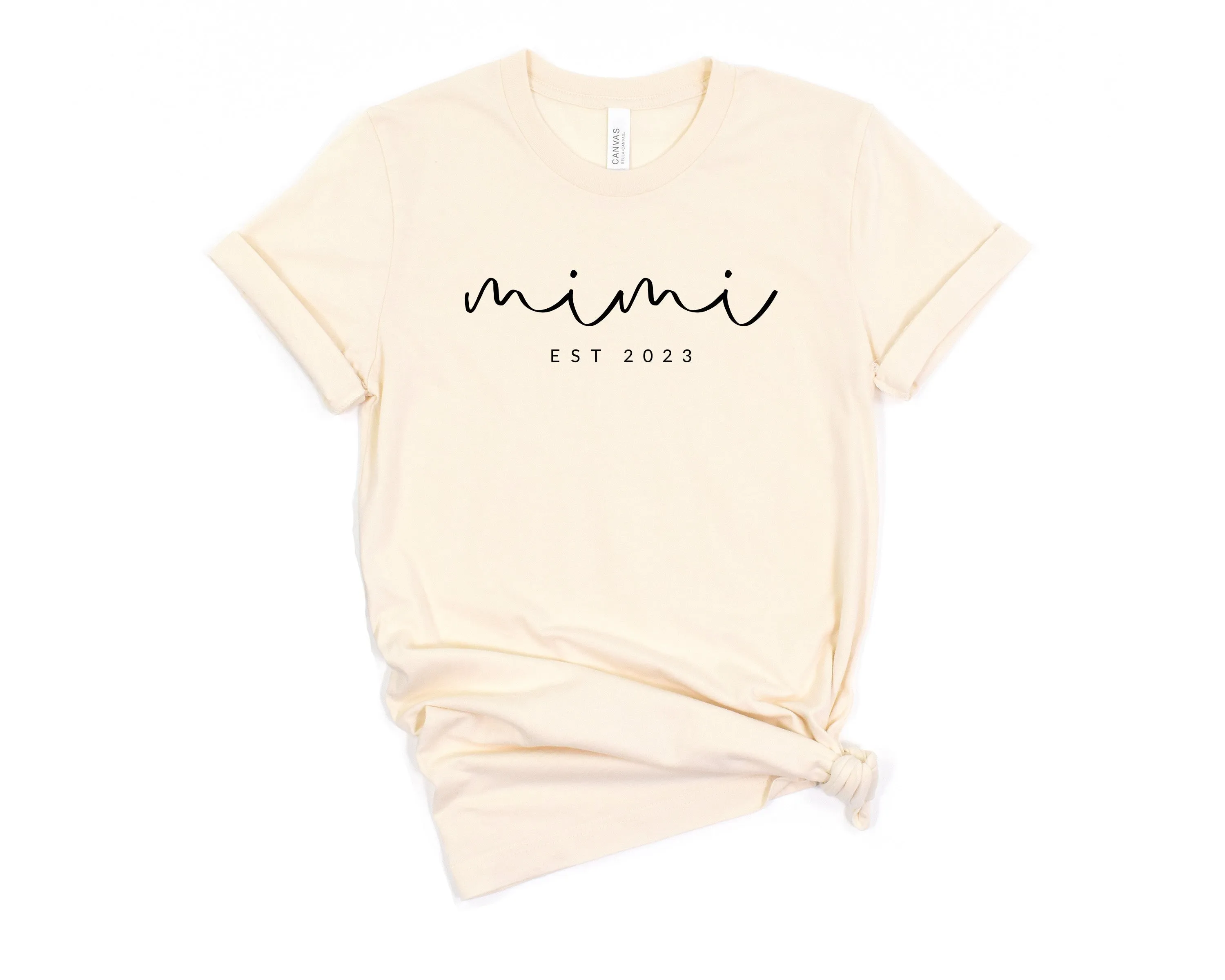 Mimi Grandma Est Year Personalization Classic Soft Short Sleeve Shirt (Cursive)