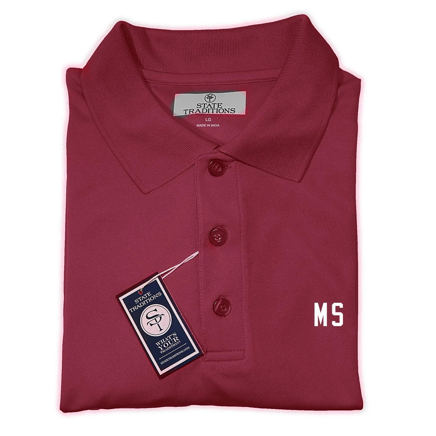 Mississippi "MS" State Letters Performance Polo