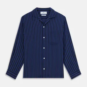 Navy and Blue Multi Stripe Silk Holiday Fit Winnington Shirt