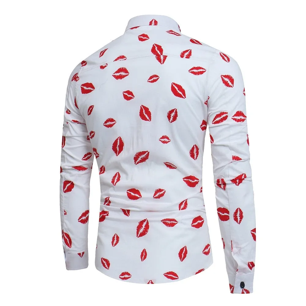 New Men'S 3D Printed Floral Long Sleeve Casual Shirt