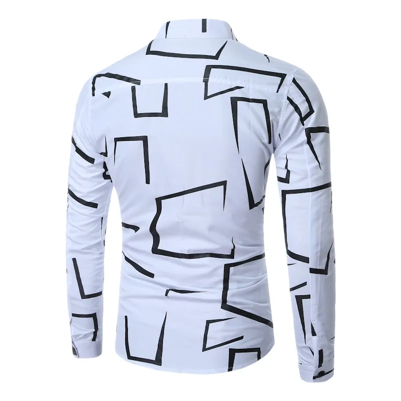 New Men'S 3D Printed Floral Long Sleeve Casual Shirt