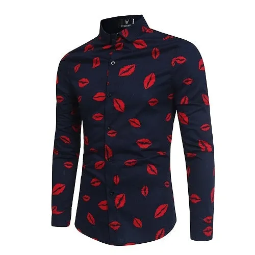 New Men'S 3D Printed Floral Long Sleeve Casual Shirt