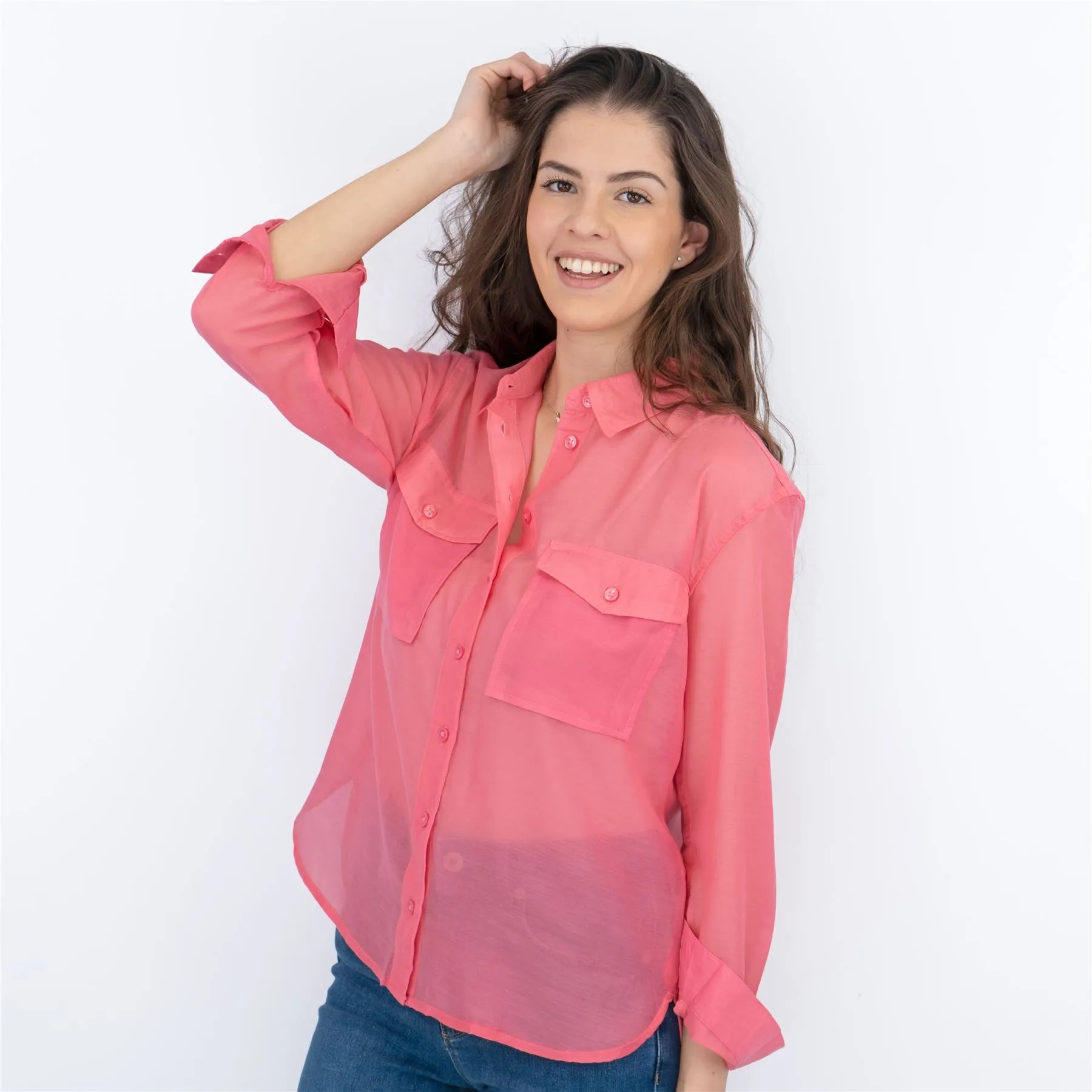 Next Pink Sheer Lightweight Long Sleeve Shirts