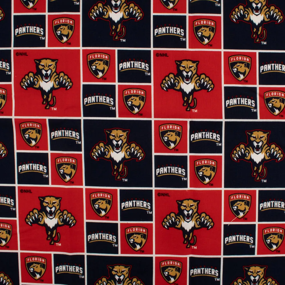 NHL cotton print - Florida Panthers - Squares - Red