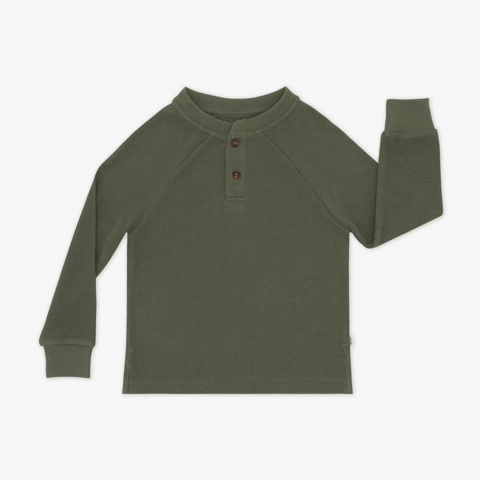 Olive Waffle Henley Tee