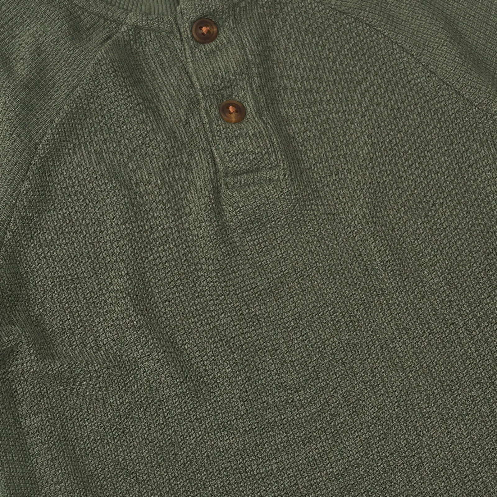 Olive Waffle Henley Tee