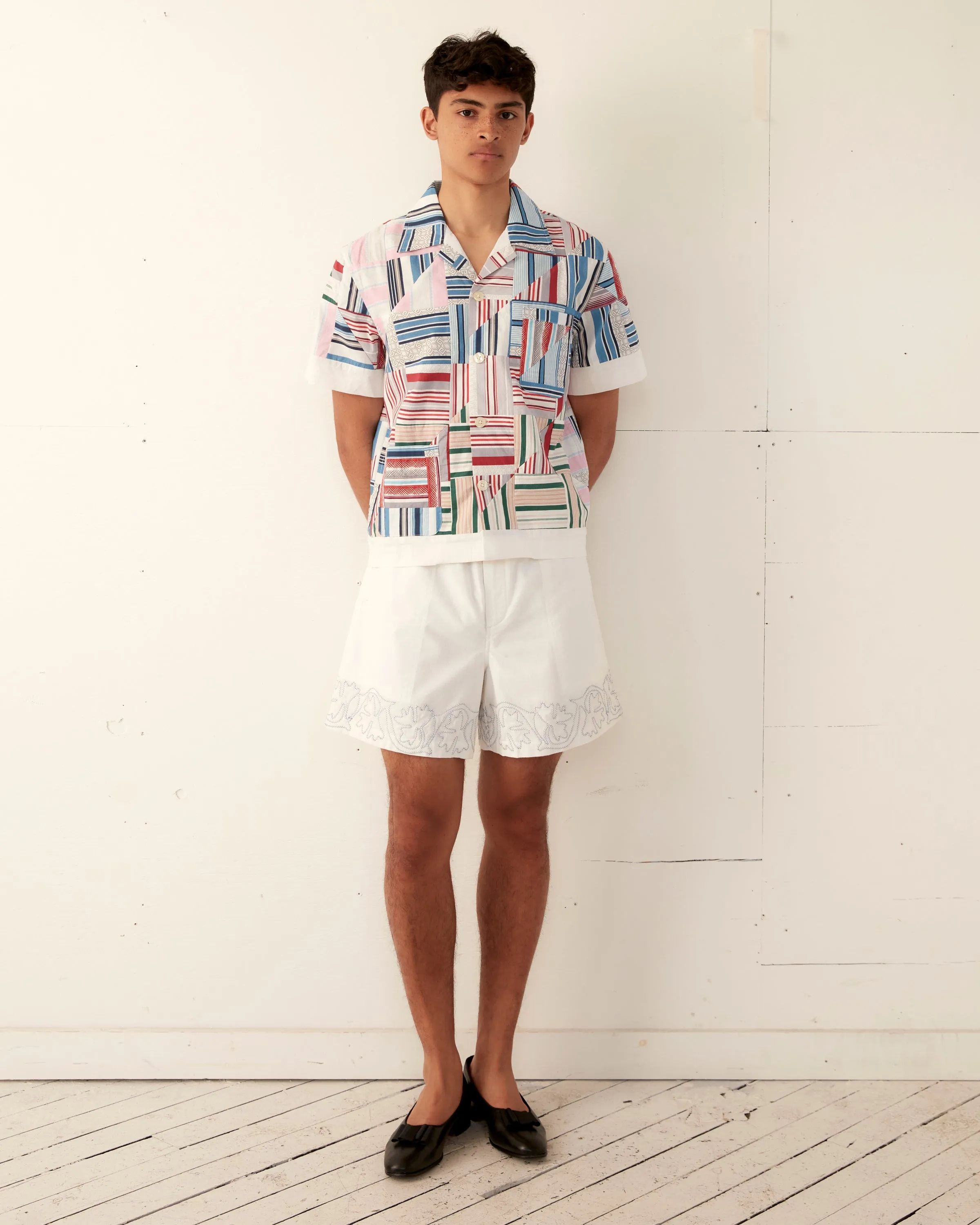 Patchwork Oxford Short Sleeve Shirt