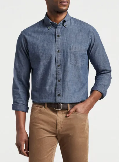 Peter Millar Tamworth Chambray Shirt with BD Collar