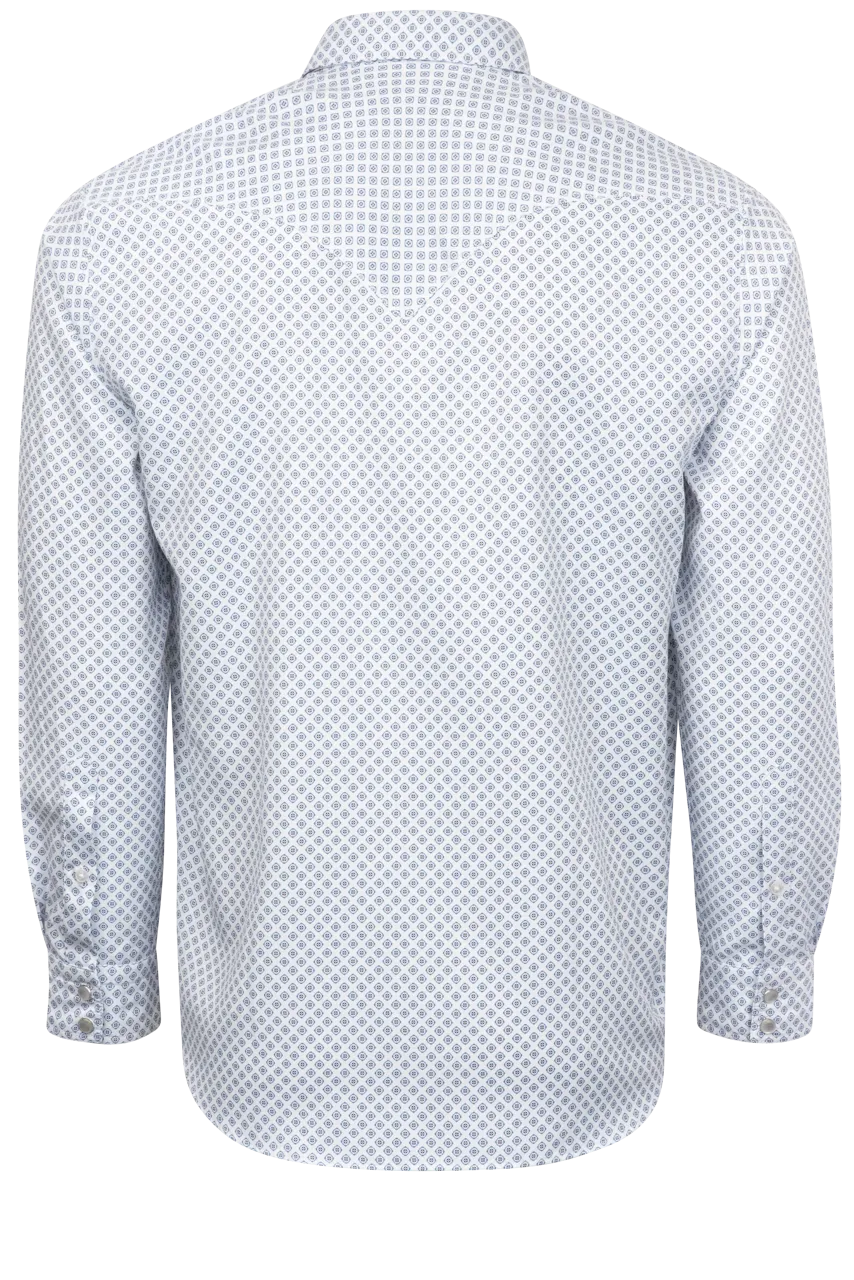 Pinto Ranch YY Collection Diamond Foulard Snap Front Shirt - White/Blue