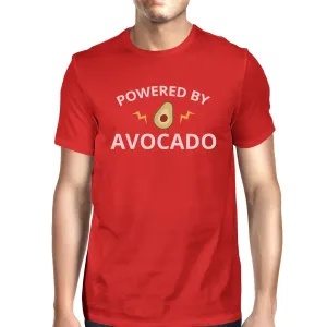 Powered By Avocado Red Unique Graphic Summer Cotton Shirt For Men