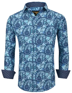 PREMIERE SHIRTS: Teal Green & Blue Paisley