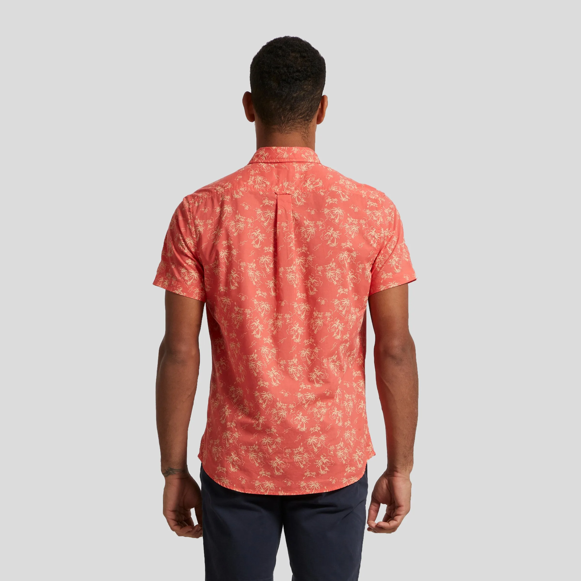 Printed Lightweight Poplin Shirt - Arabesque Leaf Print