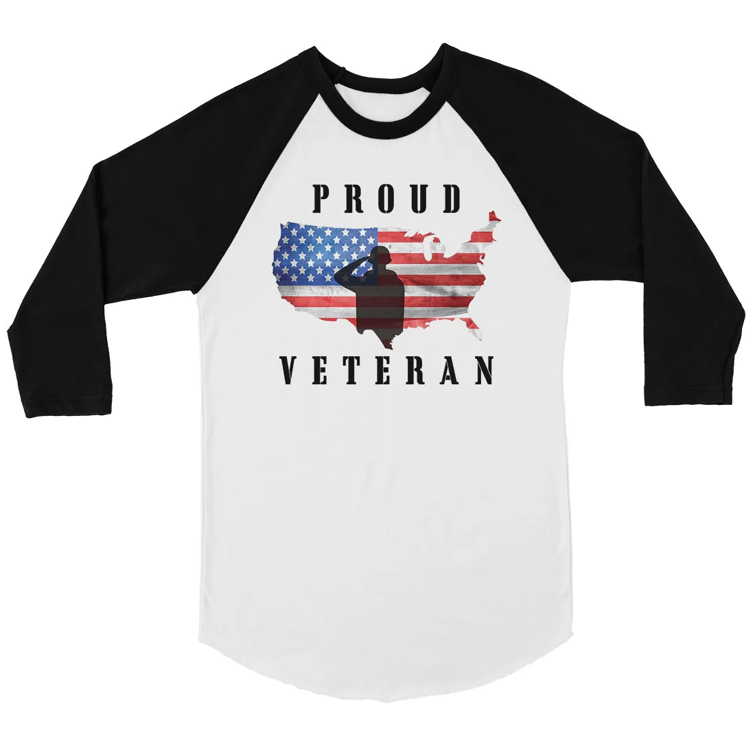 Proud Veteran Mens Graphic Baseball Shirt 4th of July Raglan Tee